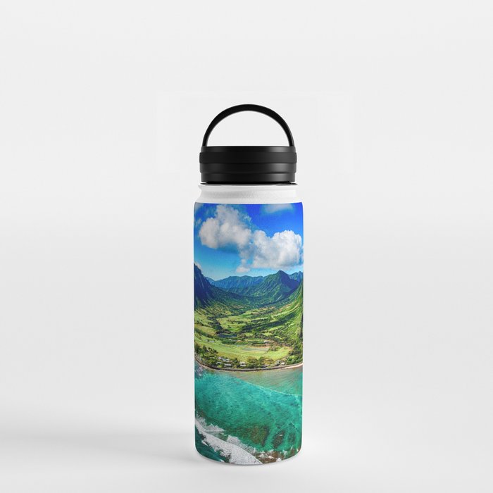 Coastal Oahu, Hawaii turquise ocean blue waters tropical color landscape photograph / photography Water Bottle