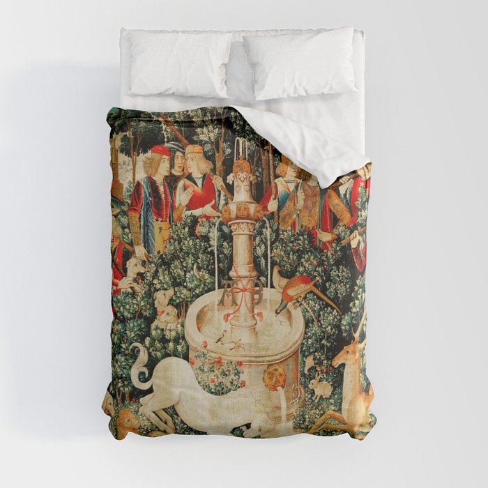 Hunt Of The Unicorn Medieval Tapestry Duvet Cover