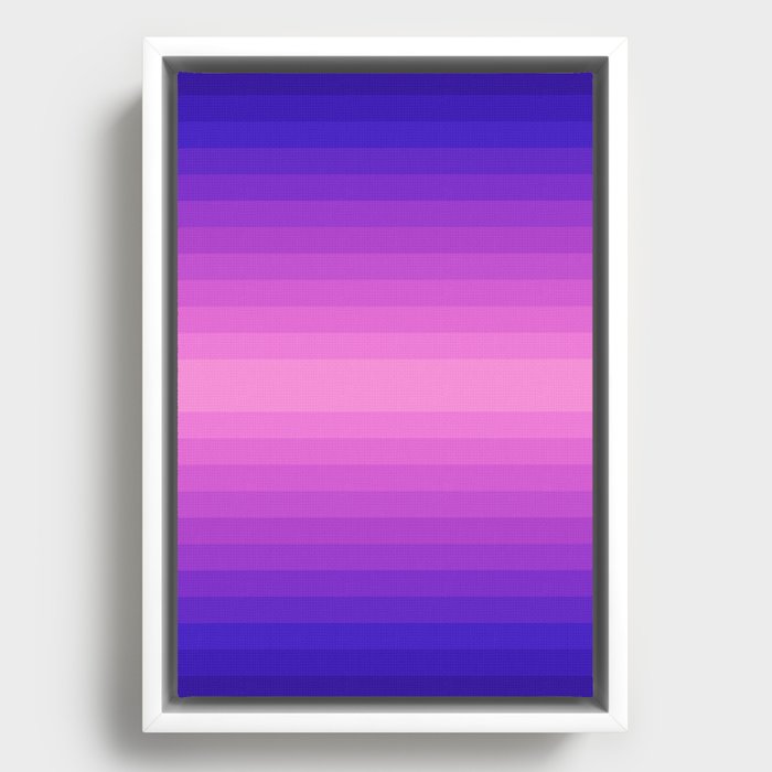 Blue Hot Pink Magenta Ombré Gradient Stripes Framed Canvas
