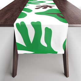 Green tropical leaf doodle pattern Table Runner