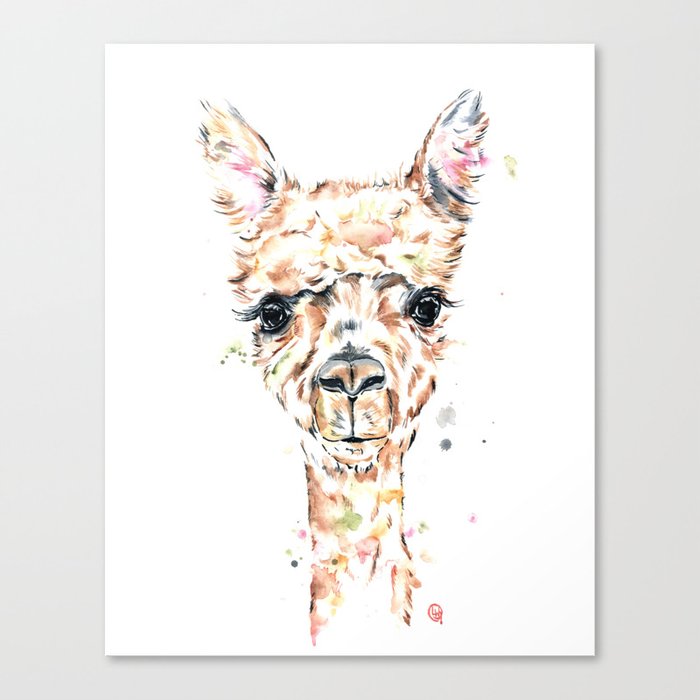 Llama Llama Colorful Watercolor Painting Canvas Print By Whitehouseart Society6