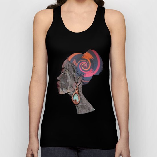 African woman profile on a woven basket Unisex Tank Top