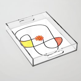 Abstract warm colored line with flower Acrylic Tray