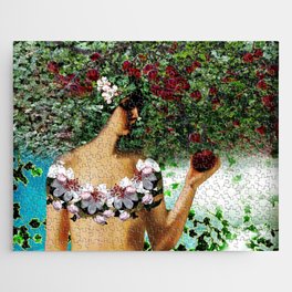A woman with an apple Jigsaw Puzzle