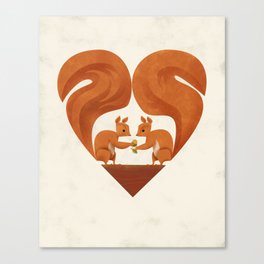 Love Heart Squirrels Canvas Print