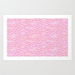 Babel Fish School Art Print | Wave, School, Cute, Digital, Hitchhiker, Pop Art, Pink, Orange, Fish, Ink Pen 