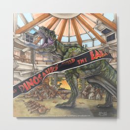 When Dinosaurs Ruled the Earth - Jurassic Park T-Rex Metal Print | Illustration, Sci-Fi, Pop Art, Movies & TV 