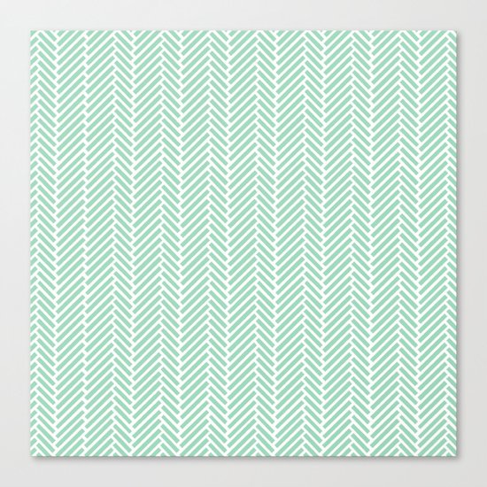 Herringbone Mint Inverse Canvas Print