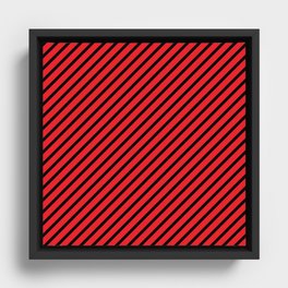 Red and Black Diagonal Stripes Framed Canvas