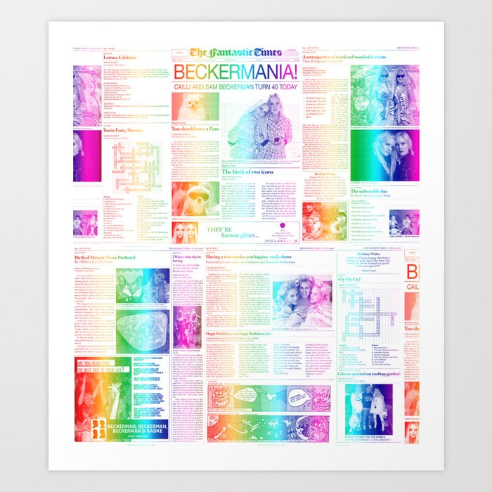 Rainbow Birthday Newspaper  Art Print