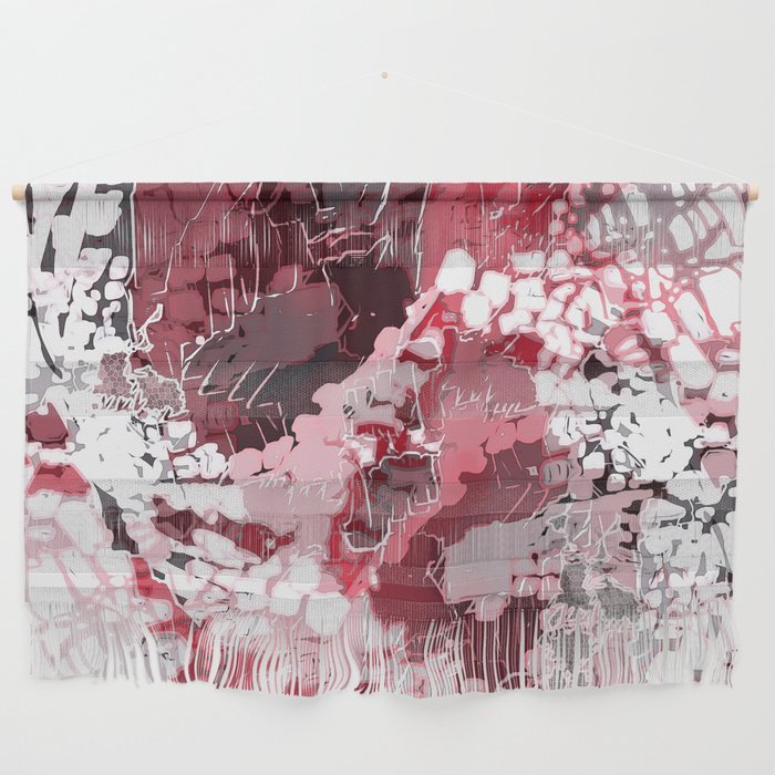 Modern, abstract pattern, white, pastel pink, grey Wall Hanging