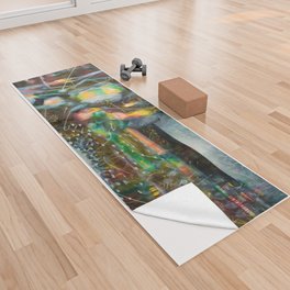 To Cover the Earth with a New Dew, Northern Lights fantastical landscape painting by Robert Matta Yoga Towel