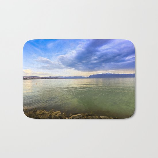 Blue Sunset over the Lake Bath Mat
