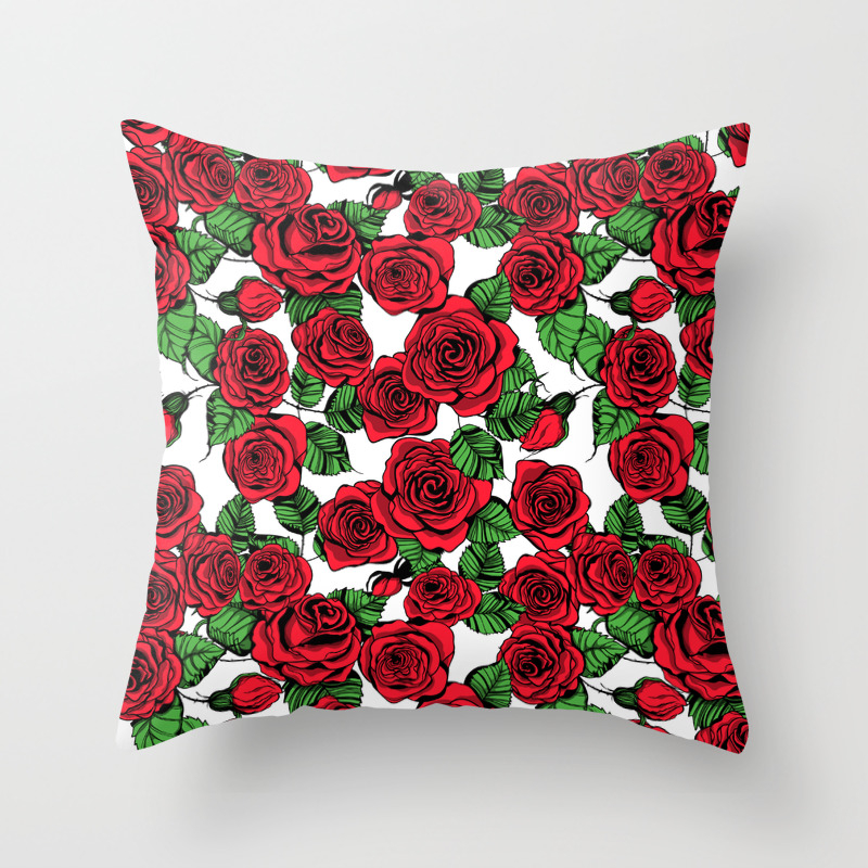 Red Roses Pattern Throw Pillow By Katerinamitkova Society6