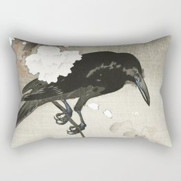 Raven on Cherry tree - Japanese vintage woodblock print Rectangular Pillow
