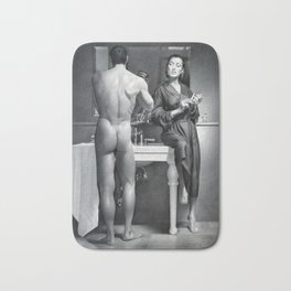 SHAVING Bath Mat | Naked, Bathroom, Human, Female, Gay, Illustration, Drawing, Woman, Shawing, Graphite 