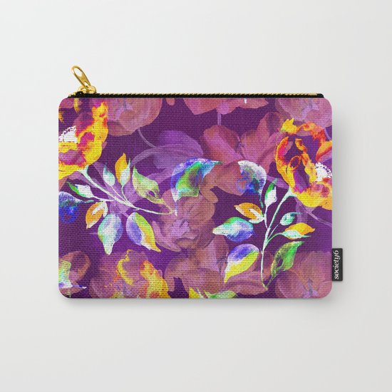 Watercolor Floral Pattern Carry-All Pouch