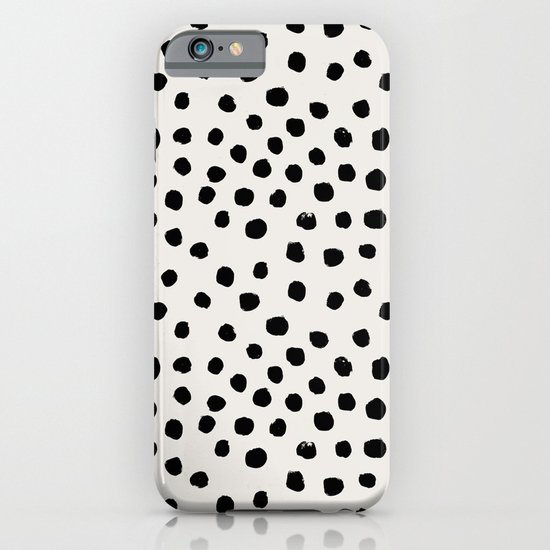 Preppy brushstroke free polka dots black and white spots dots dalmation animal spots design minimal iPhone & iPod Case
