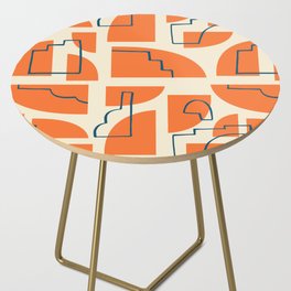 Mid Century Modern Abstract - Blue, orange & cream Side Table