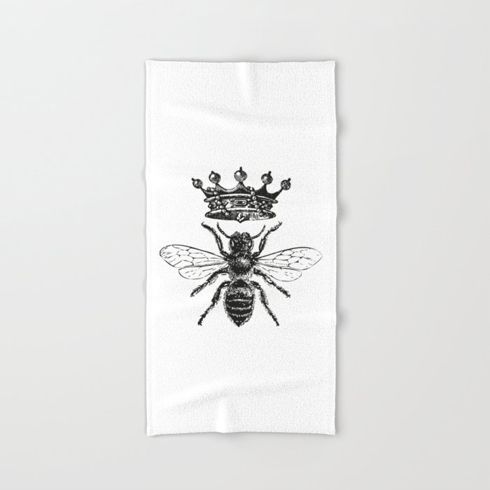 Black & Gold Queen Bee Pattern Hand & Bath Towel by Rose Gold