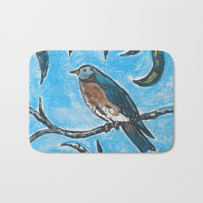 Bird on a branch Bath Mat