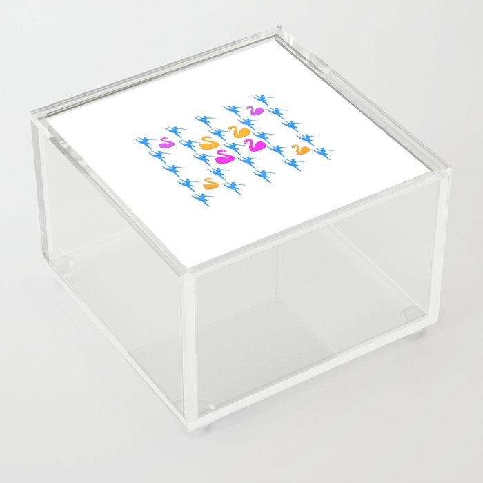 SYMETRIC GEOMETRIC LINE PATTERN OF BALLET DANCERS AND SWANS.  Acrylic Box