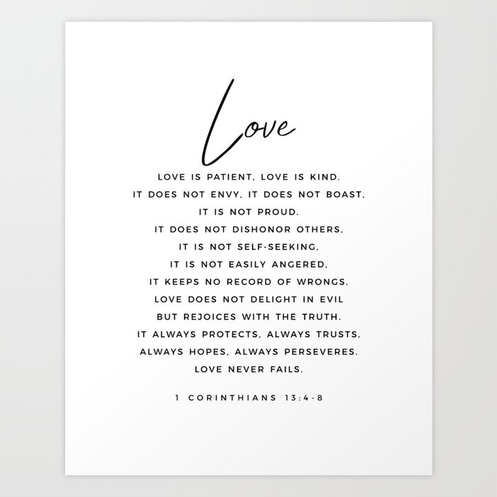 1 Corinthians 13 Love Is Patient Love Is Kind Love Never Fails Bible Verse Print Scripture Christian Art Print