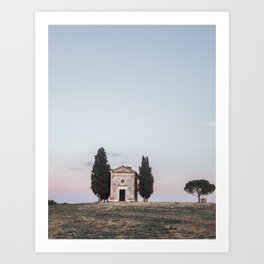 Chapel Cypress Trees Tuscany Italy Art Print
