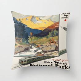 Vintage poster - National parks Throw Pillow