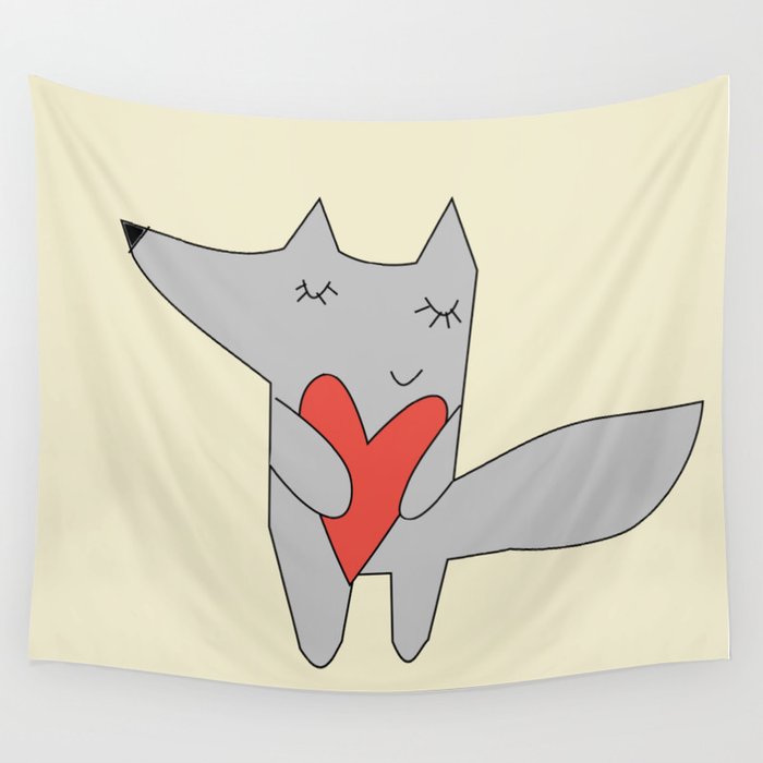 Fox in love Wall Tapestry