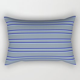 [ Thumbnail: Light Slate Gray, Dark Blue, and Light Blue Colored Stripes/Lines Pattern Rectangular Pillow ]
