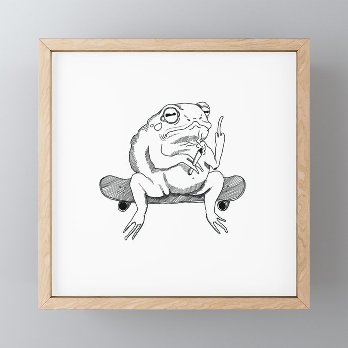 Skater Frog Framed Mini Art Print