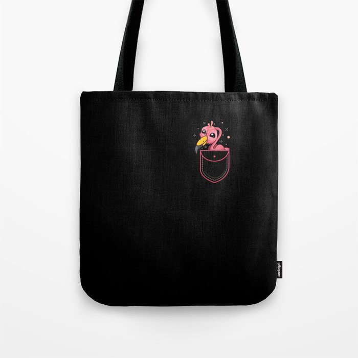 Kawaii Cute Flamingo In Pocket Tote Bag