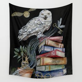 Snowy Owl Still Life Wall Tapestry