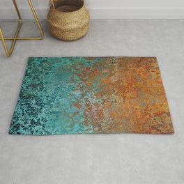 Vintage Teal and Copper Rust Area & Throw Rug