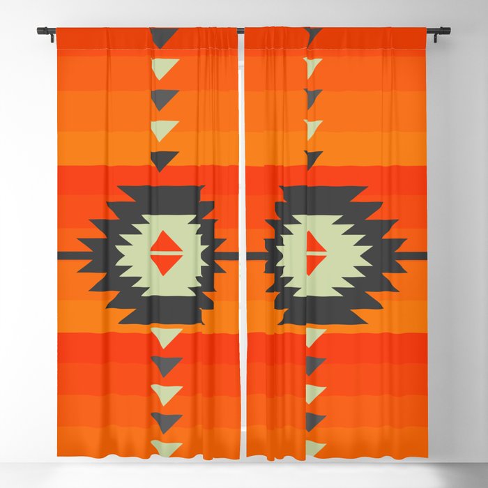 Southwestern in orange and red Blackout Curtain