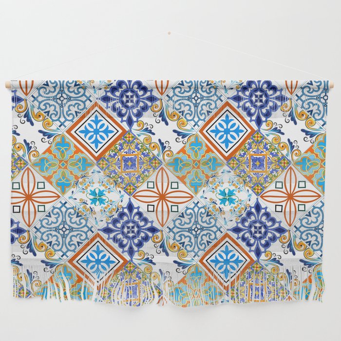 Tiles,mosaic,azulejo,quilt,Portuguese,majolica Wall Hanging