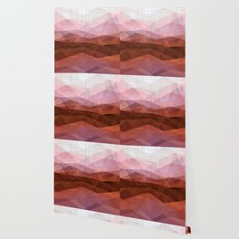 Misty Mountains Triangle Painting On Warm Colored Cloth Wallpaper