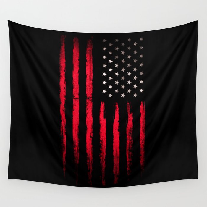 American flag Vintage Black Wall Tapestry
