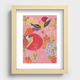 Finches and Lanterns Recessed Framed Print