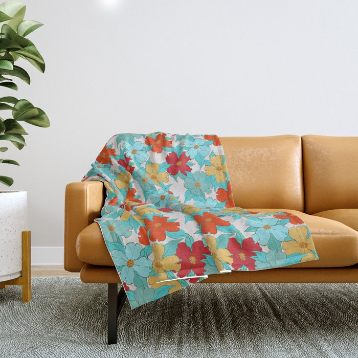 tropical blue and orange flowering dogwood symbolize rebirth and hope Throw Blanket