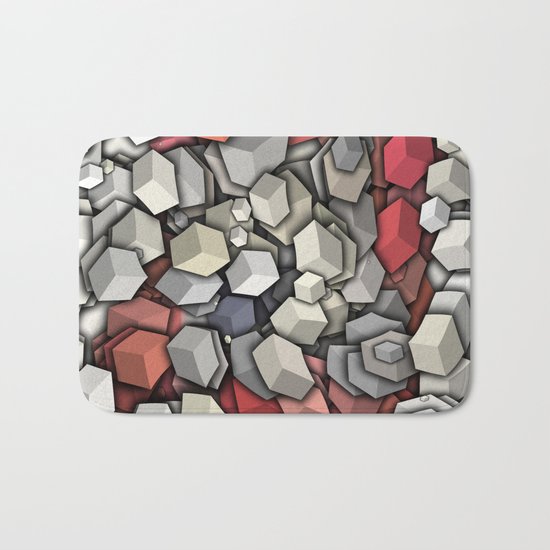 Chaotic 3D Cubes Bath Mat