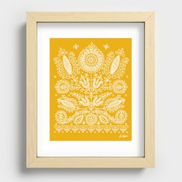 Tree of Life Yellow Hungarian Embroidery Design Recessed Framed Print