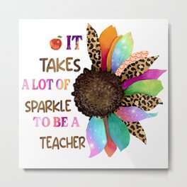 Funny teacher sunflower graphic design Metal Print