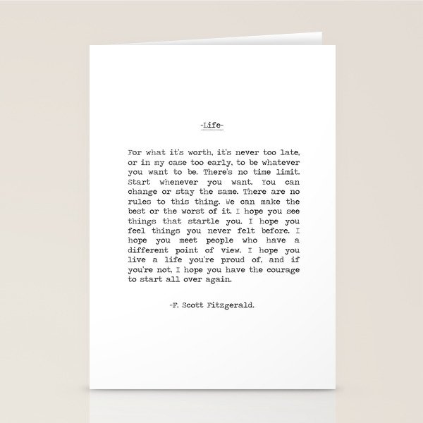 Life Quote F Scott Fitzgerald Stationery Cards By Summersoulco
