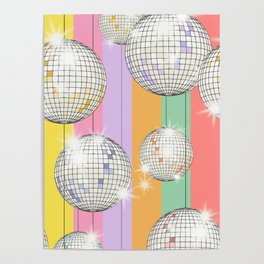 Striped Party Disco Ball muliticolor Poster