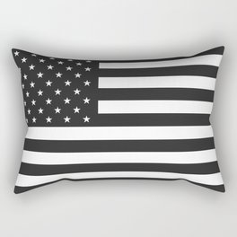 American Flag Stars and Stripes Black White Rectangular Pillow
