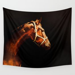 Horse Wall Art, Horse Portrait Over a Black background, Horse Photography, Closeup Horse Head Wall Tapestry