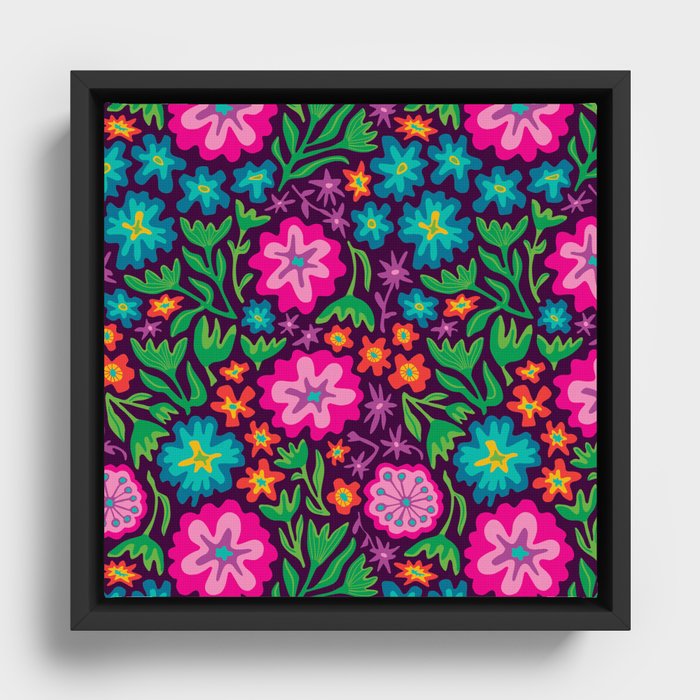 SAYULITA Bright Mexican Tropical Floral Framed Canvas