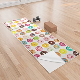 Funny Pattern With Juicy And Tasty Donuts Yoga Towel